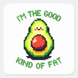 Gutes Fat Avocado - Funny Pixel Art Food Design Quadratischer Aufkleber