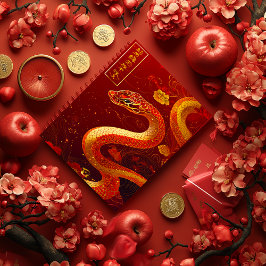 Gutes Glück Gold und Rotes Jahr der Schlange Notizbuch