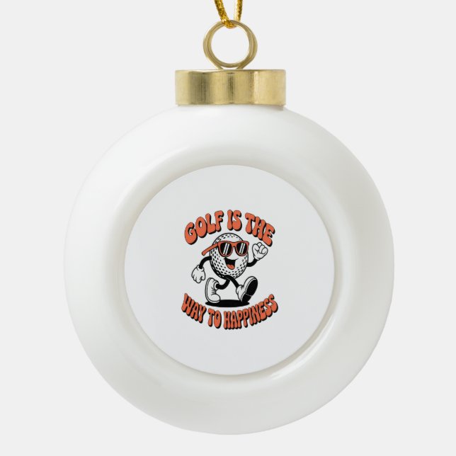 Gutes Golf Ball Mascot Keramik Kugel-Ornament (Vorderseite)