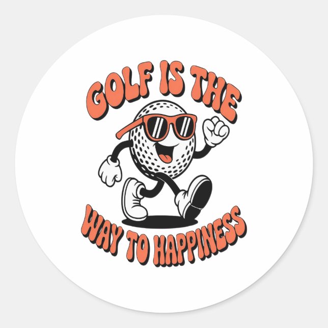 Gutes Golf Ball Mascot Runder Aufkleber (Vorderseite)