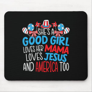 Gutes Mädchen, das Amerika am 4. Juli Liebe Usa Pa Mousepad