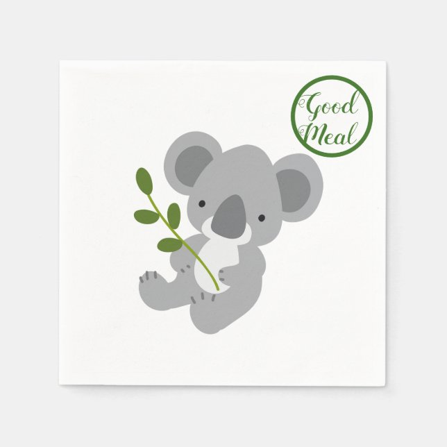Gutes Mahl, Niedlicher Koala-Bär Personalisiert Serviette (Vorderseite)