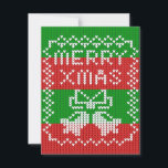 Gutes Pullover-Muster Jingle Glocken Merry Xmas Ga Einladung<br><div class="desc">Knetmuster im hässlichen Pullover-Stil mit Glocken und fröhlicher Xmas-Text</div>