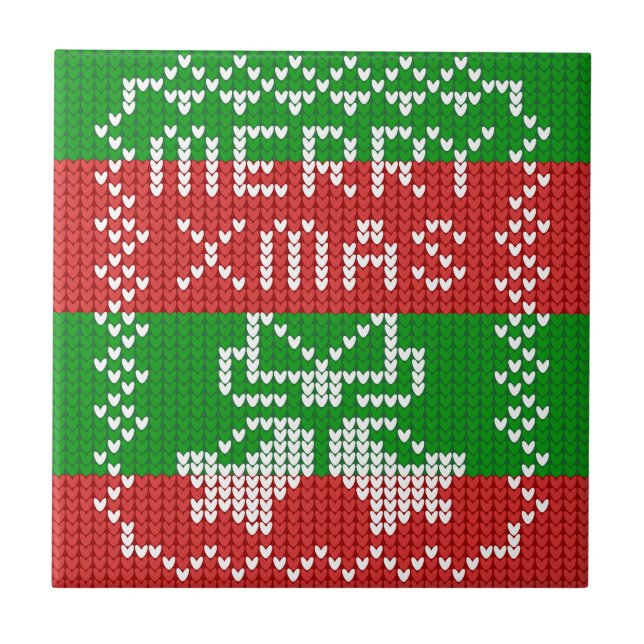 Gutes Pullover-Muster Jingle Glocken Merry Xmas Ga Fliese (Vorderseite)