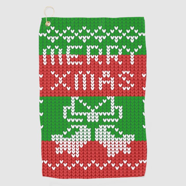 Gutes Pullover-Muster Jingle Glocken Merry Xmas Ga Golfhandtuch (Vorderseite)