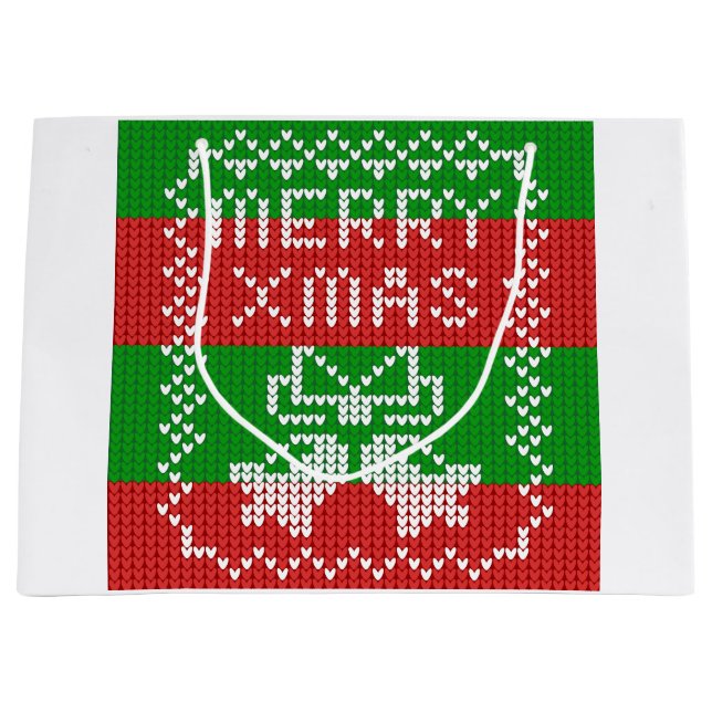Gutes Pullover-Muster Jingle Glocken Merry Xmas Ga Große Geschenktüte (Vorderseite)