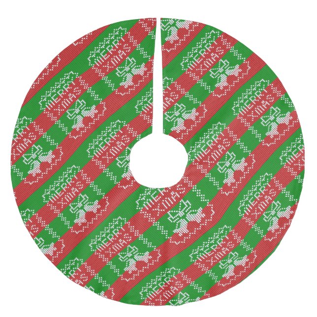 Gutes Pullover-Muster Jingle Glocken Merry Xmas Ga Polyester Weihnachtsbaumdecke (Vorderseite)