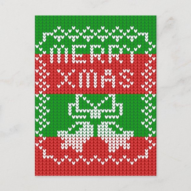 Gutes Pullover-Muster Jingle Glocken Merry Xmas Ga Postkarte (Vorderseite)