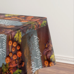 Gutes Thanksgiving Gourds Blätter Pumpkins Farben Tischdecke