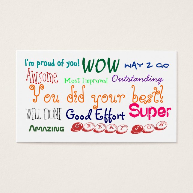 Gutes Verhalten, gute Anstrengung, Ausweis-Karte (Vorderseite)