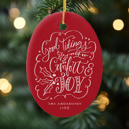 Gutes Zeugnis von Komfort und Joy Typografy Rotes  Keramik Ornament