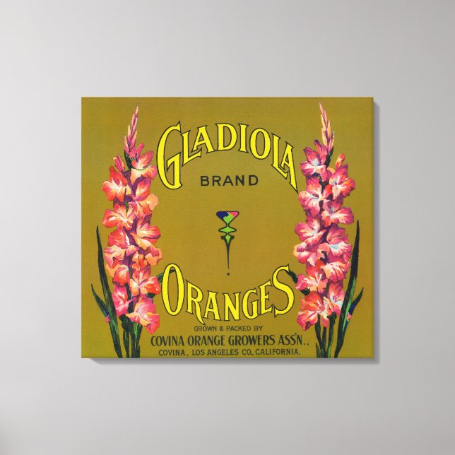 Gütesiegel für die Marke Gladiola Citrus Crate Leinwanddruck (Vorderseite)