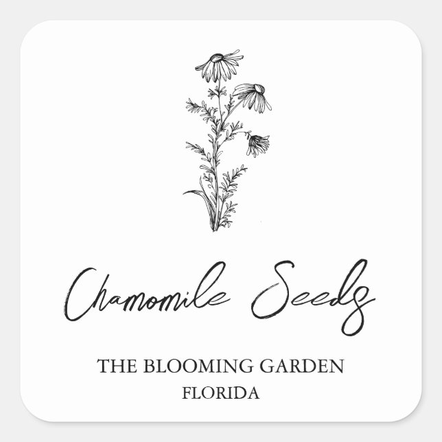 Gütezeichen Chamomile Quadratischer Aufkleber (Vorderseite)