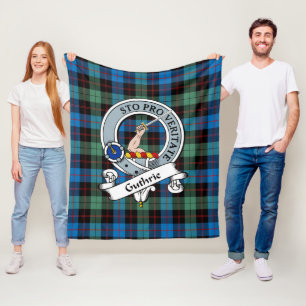 Guthrie Ancient Clan Abzeichen Tartan Kariert Fleecedecke