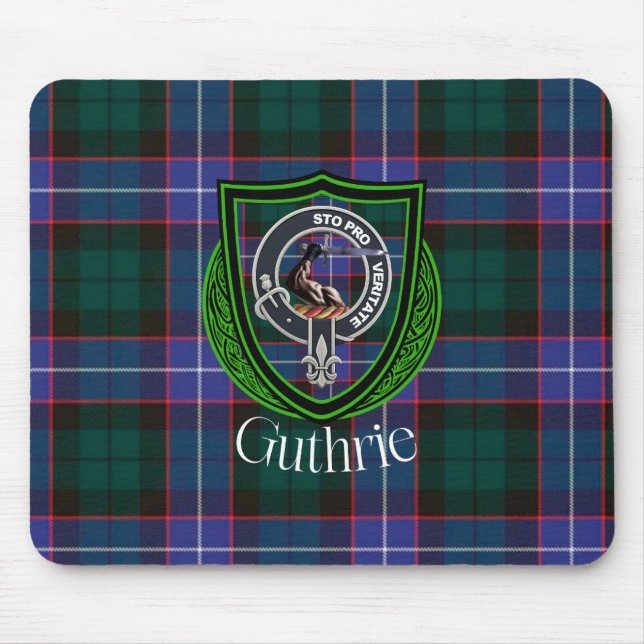 Guthrie Scottish Clan Tartan & Crest Mousepad (Vorne)