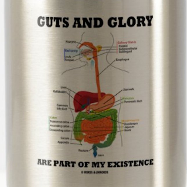 Guts and Glory Are Part Of My Existenz Reisebecher (Mug featuring digestive system for anyone believing that "Guts And Glory Are Part Of My Existence")