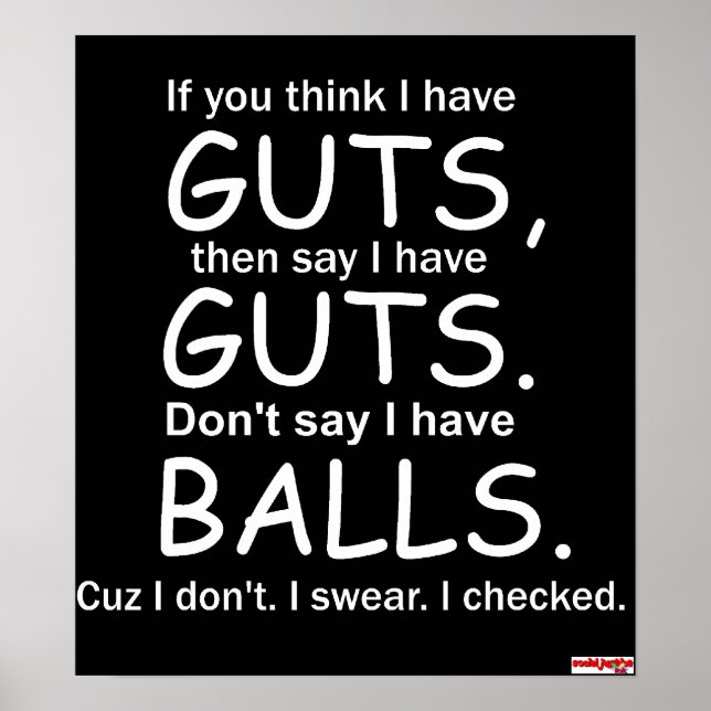 Guts Not Balls Black Poster (Vorne)