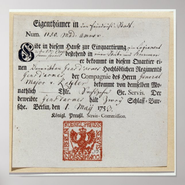 Gutschein, 1759 poster (Vorne)