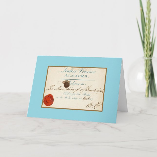 Gutschein für Almack's Karte (Vorderseite)