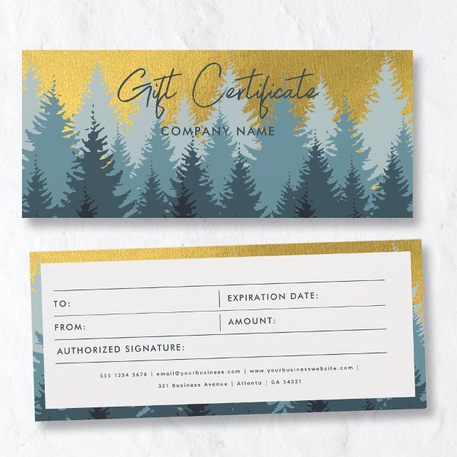 Gutschein für Geschenkgutscheine für den Goldenen  (Golden Forest Business Gift Certificate Voucher)