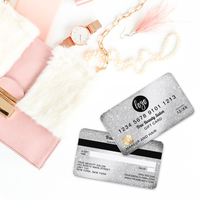 Gutschein für Silberne Glitzer-Logos Visitenkarte (Von Creator hochgeladen)