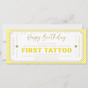 Gutschein Karte für erstes Tattoo zum Geburtstag i