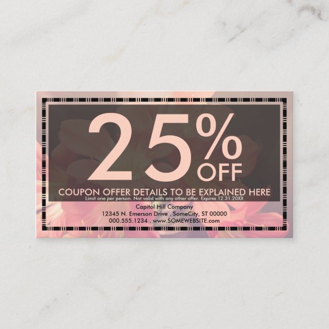 Gutscheinkarte für schöne Blume Rabattkarte (Vorderseite)