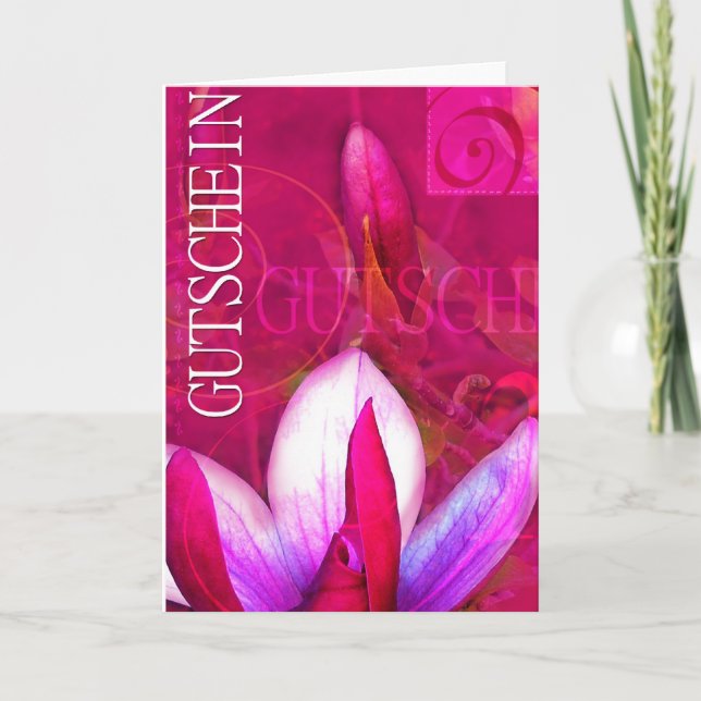 Gutscheinkarte Magnolie Hochformat Karte (Vorderseite)