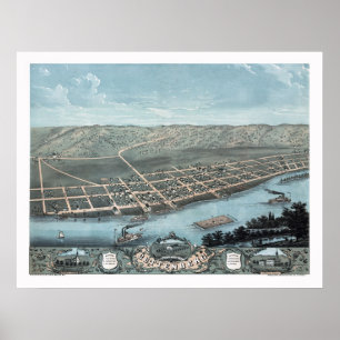 Guttenburg, IA Panoramakarte - 1869 Poster