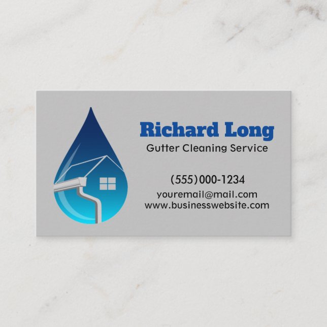 Gutter Clearing Service Business Card Visitenkarte (Vorderseite)