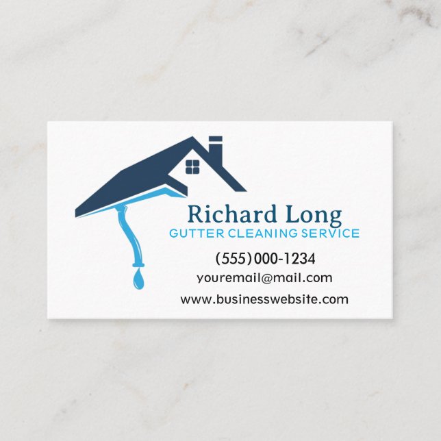 Gutter Clearing Service Business Card Visitenkarte (Vorderseite)