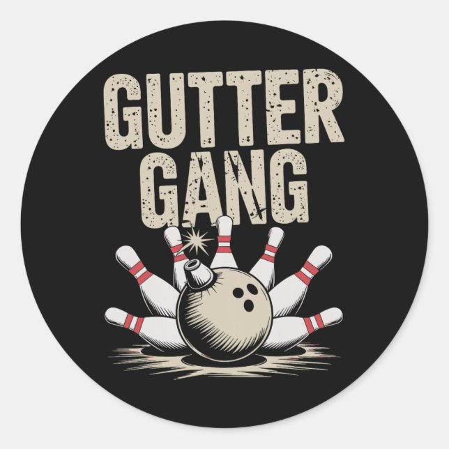 Gutter Gang Bowling 1  Runder Aufkleber (Vorderseite)