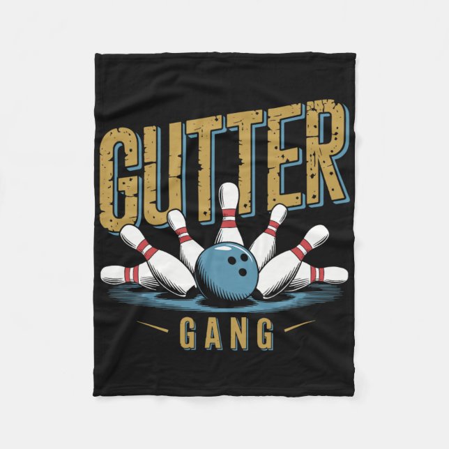 Gutter Gang Bowling Funny Bowler 1  Fleecedecke (Vorderseite)