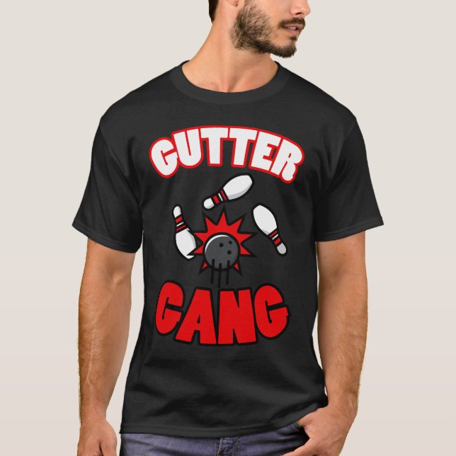 Gutter Gang Grafikgeschenk Cool für Bowlers T-Shirt (Vorderseite)