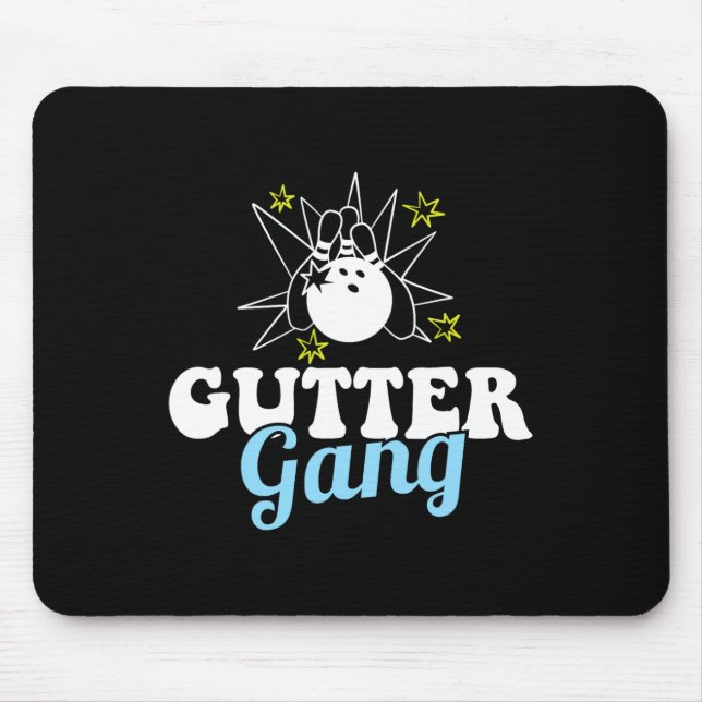 Gutter Gang Lustiges Bowling-Team Club Coach Bowle Mousepad (Vorne)