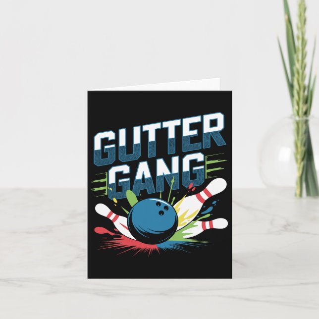 Gutter Gang Shirt Funny Bowling Shirts Gutter Bowl Karte (Vorderseite)