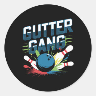 Gutter Gang T-Shirt Lustige Bowling-Shirts Gutter Runder Aufkleber