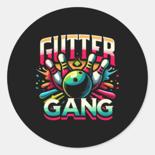 Gutter Gang T-Shirt Lustige Bowling-Shirts Gutter  Runder Aufkleber