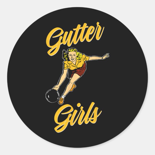 Gutter Girls Lustiges Retro-Bowling-Team-Geschenk  Runder Aufkleber (Vorderseite)