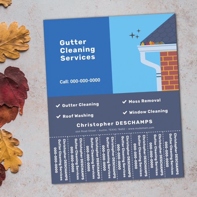 Gutter Reinigung blaues Abreißen der Streifen Flye Flyer (Gutter Cleaning Blue Tear Off Strips Flyer)