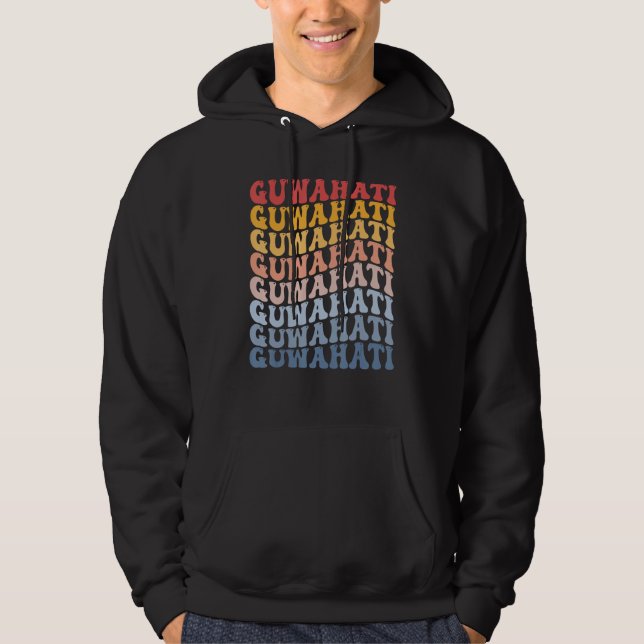 Guwahati City Groovy Retro Hoodie (Vorderseite)