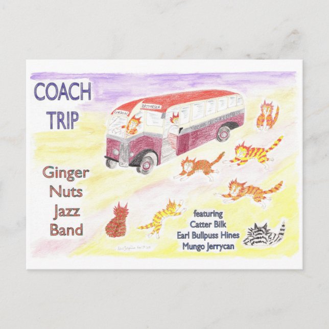 Guy Arab Coach Trip to Jazz Band Gig Postkarte (Vorderseite)