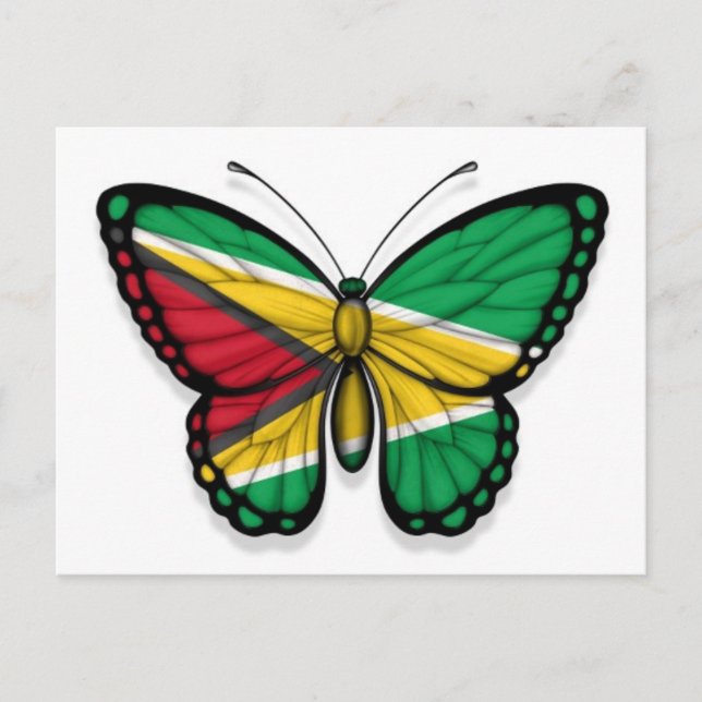 Guyana Butterfly Flag Postkarte (Vorderseite)