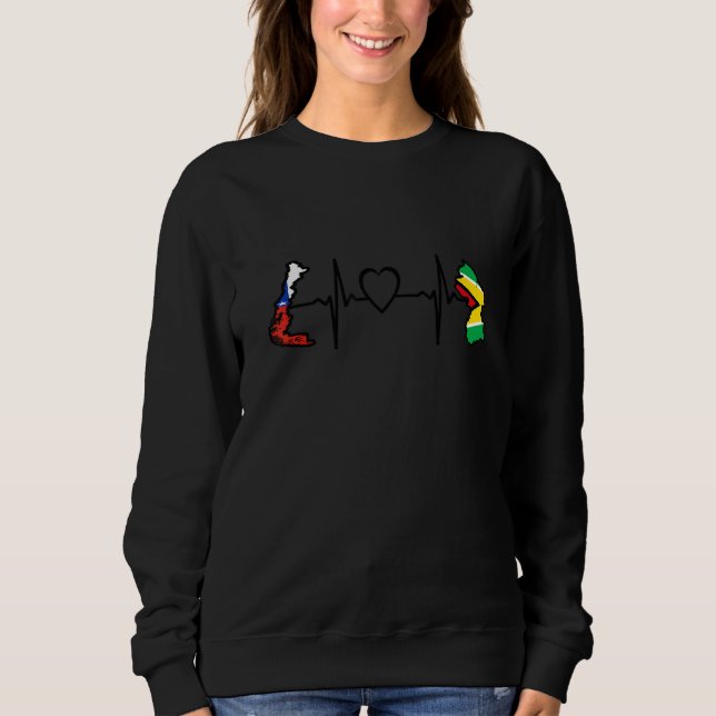 Guyana Chile Flag Guyanese Chilean Heartbeat Sweatshirt (Vorderseite)