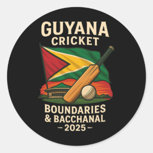 Guyana Cricket 2025 Grenzen und Cchanal Karibik Runder Aufkleber