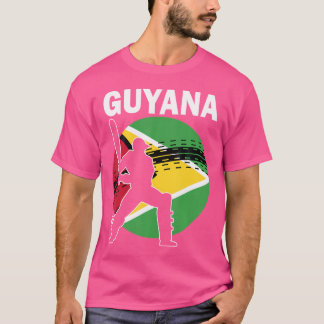 Guyana Cricket Fans Guyana Flag Cricket Player T-Shirt