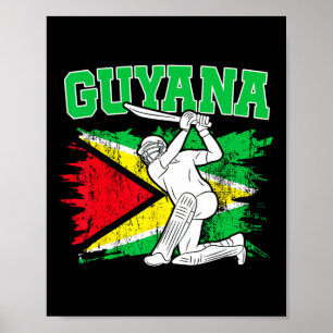 Guyana Cricket Patriotische Frau Guyanese Cricket Poster
