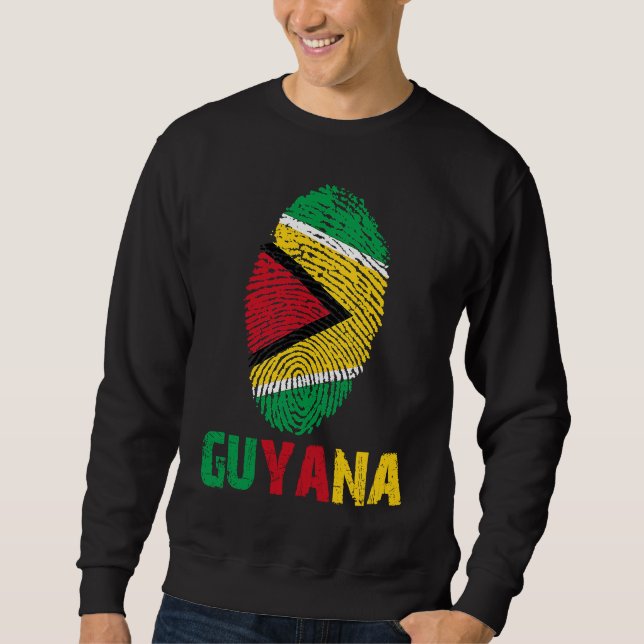 Guyana Finger Print Flag  I Love Guyana Travel Sweatshirt (Vorderseite)