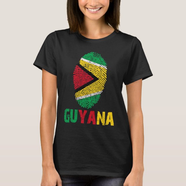 Guyana Finger Print Flag  I Love Guyana Travel T-Shirt (Vorderseite)