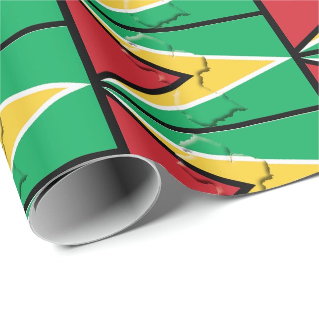 GUYANA-FLAG | Golden Arrowhead | GUYANESE Geschenkpapier (Rolleneckpunkt)